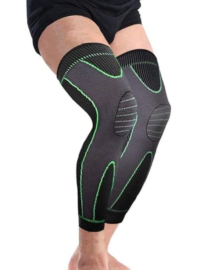 Long Medical Compression Knee & Calf Support Sleeves (1 Pair) with Anti-Slip Silicone Grip – Supports Joints, Ligaments & Muscles – Ideal for Running, Gym & Football – Unisex – Assorted Colors - Image 2