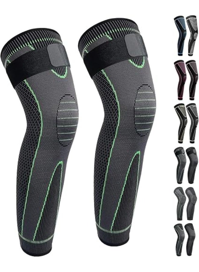 Long Medical Compression Knee & Calf Support Sleeves (1 Pair) with Anti-Slip Silicone Grip – Supports Joints, Ligaments & Muscles – Ideal for Running, Gym & Football – Unisex – Assorted Colors - Image 1