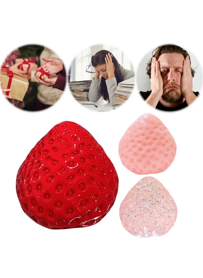 كاواي لعبة الفراولة الإسفنجية من Kawaii، لعبة محاكاة الفراولة الإسفنجية القابلة لإعادة الاستخدام، لعبة تخفيف التوتر البطيء، هدايا عيد الميلاد - Image 5