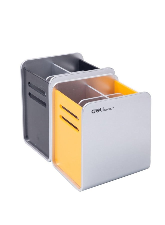Deli W9137 Dual Color Design Pen Holder with 2 Compartments, Multicolor, Pack of 2 - Image 1