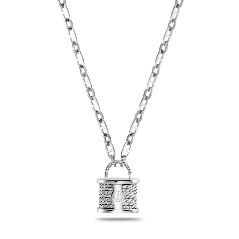 شاريول Necklace - Steel - Attachment - Steel Cable - Length 55Cm  Q