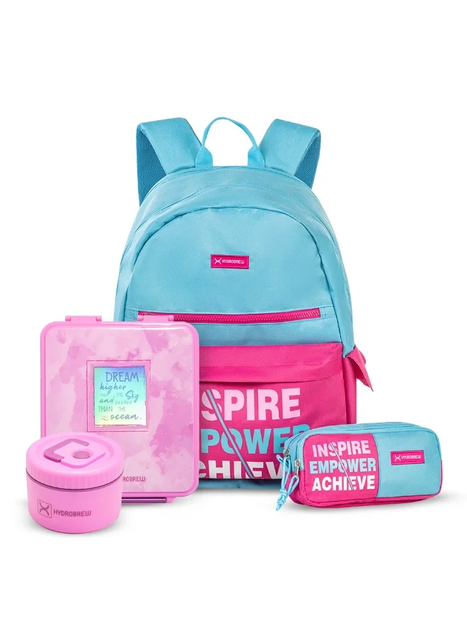 Hydrobrew HYDROBREW 18" Backpack w/ Bento Lunch Box - Pink