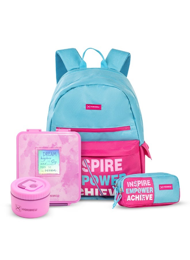 HYDROBREW 18" Backpack w/ Bento Lunch Box - Pink - Image 1