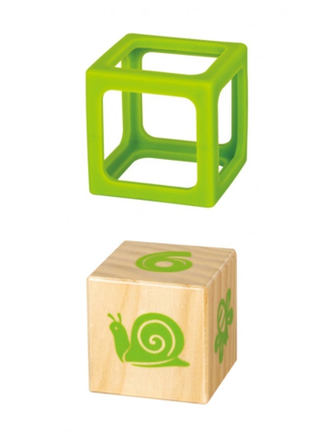 Hape- Educational Montessori Baby Sensory Toys Grip-n-Stack Silicone & 4 pcs Wood Blocks with  with Silicone Edges, Numbers, Patterns - Image 3