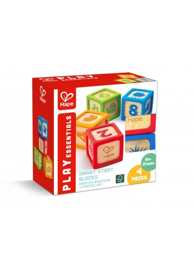Hape- Educational Montessori Baby Sensory Toys Grip-n-Stack Silicone & 4 pcs Wood Blocks with  with Silicone Edges, Numbers, Patterns - Image 2