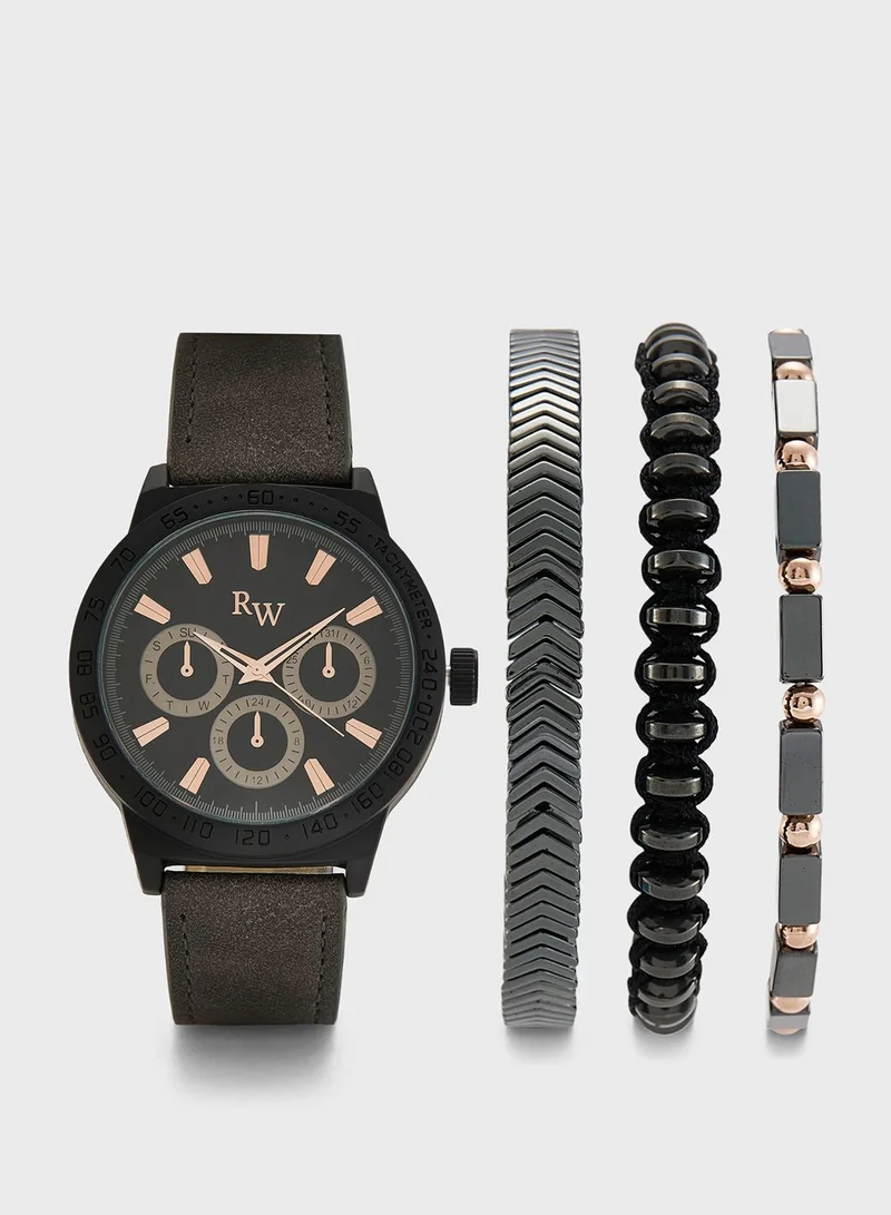 Robert Wood Watch And Multi Bracelet Gift Set