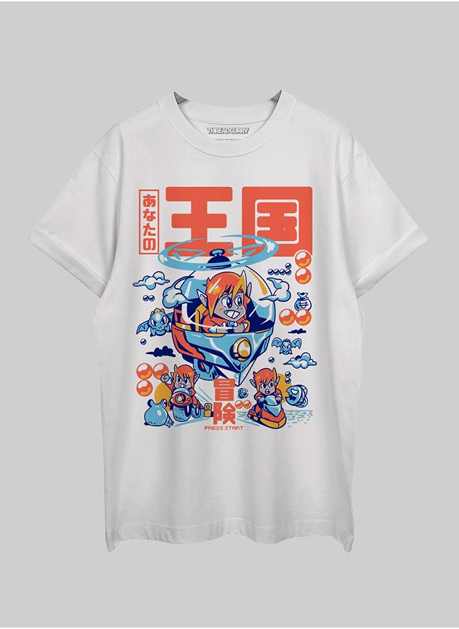 THREADCURRY THREADCURRY Begin your Adventure Oversized Drop Shoulder Cotton Loose Printed T-Shirt for Men  - Image 1