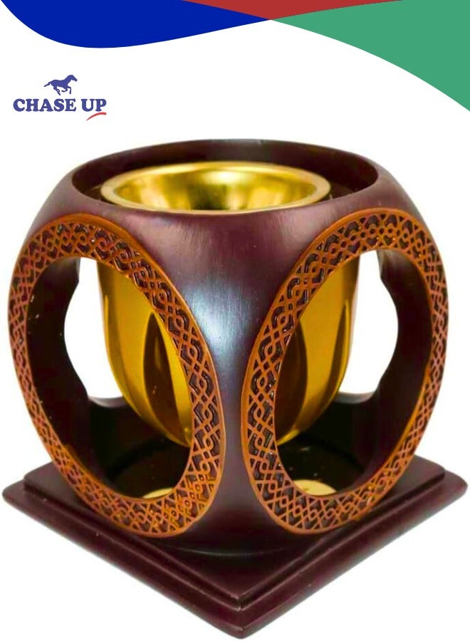 تشيس اب مبخرة عربية فريدة من الراتنج | مبخرة بتصميم عصري مع صينية ذهبية - Image 1