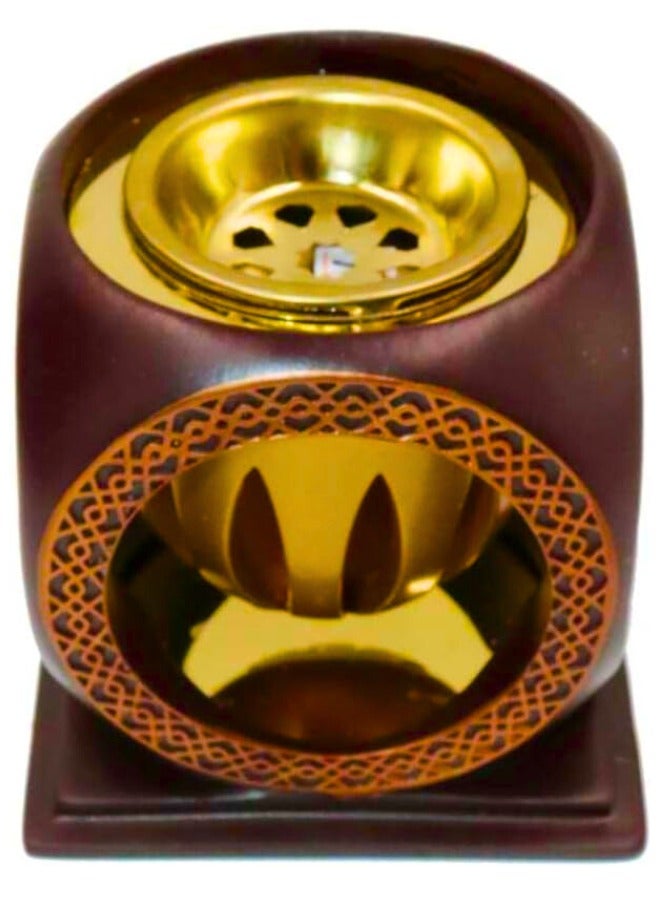 تشيس اب مبخرة عربية فريدة من الراتنج | مبخرة بتصميم عصري مع صينية ذهبية - Image 2