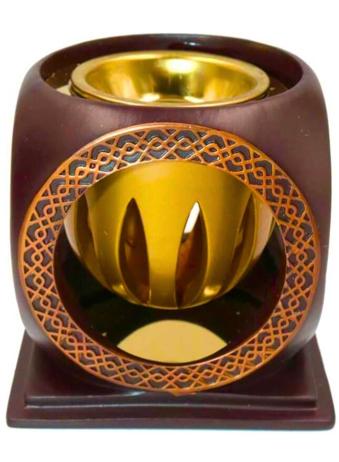 تشيس اب مبخرة عربية فريدة من الراتنج | مبخرة بتصميم عصري مع صينية ذهبية - Image 3