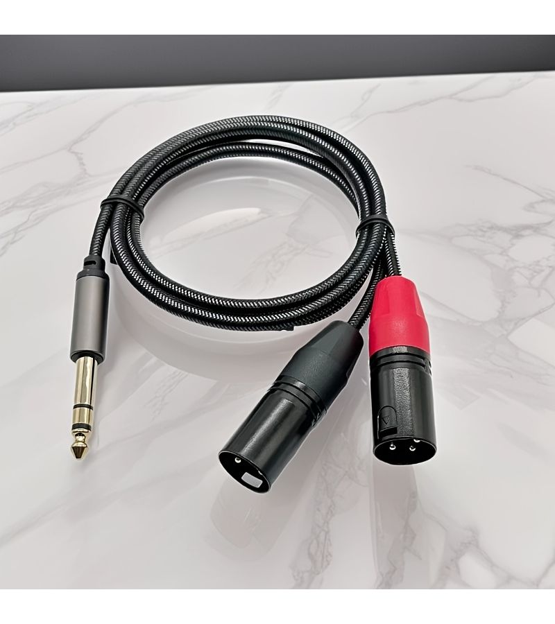 Gold Plated 6.5mm to Dual XLR Male Cable 23.62 Inch Tinned Copper Braided for Mixer Mic Amp - Image 3