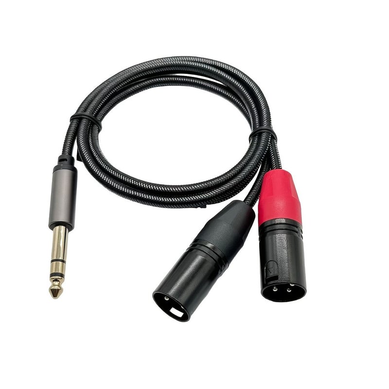 Gold Plated 6.5mm to Dual XLR Male Cable 23.62 Inch Tinned Copper Braided for Mixer Mic Amp - Image 1