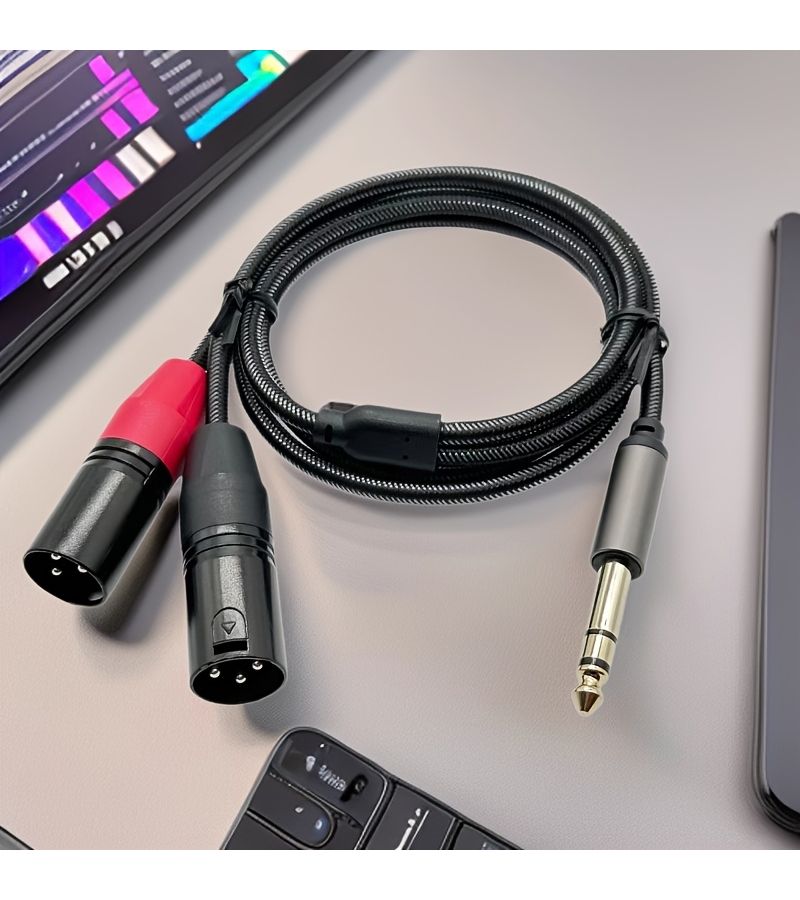 Gold Plated 6.5mm to Dual XLR Male Cable 23.62 Inch Tinned Copper Braided for Mixer Mic Amp - Image 4