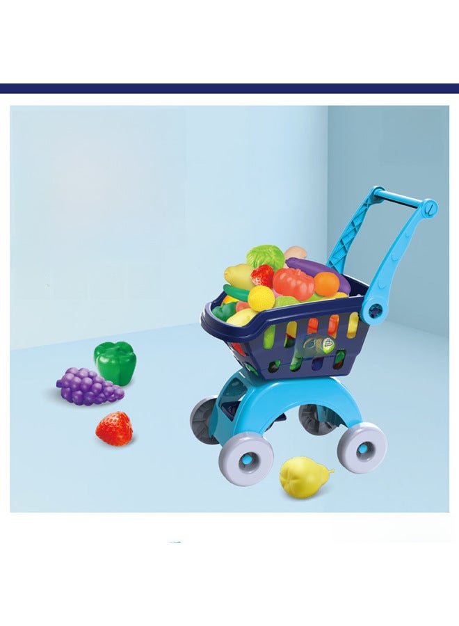 Play House Shopping Cart Boys And Girls Children Simulation Supermarket Trolley Mini Baby 3 Years Old Toy Wholesale-Color:Shopping Cart 【666-6C-Blue-English Color Box】】 - Image 3