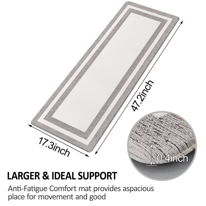 Anti Fatigue Kitchen Mat 17x47 Cushioned Foam Core - Ergonomic Non Slip Mat - Waterproof Easy Clean Floor Rug for Kitchen Sink Laundry Office - Image 2