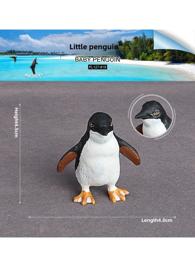 Simulation Marine Animal Model Marine Creatures Children's Toys Turtle Lobster Perch Shrimp Ancient Creatures Golden Dragon Fish-Color:PL127-819 Little Penguin  - Image 1