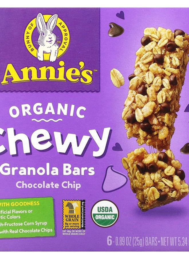 Annie's - Organic Chewy Granola Bars Chocolate Chip 6 Bars 0.89 oz (25 g) Each - Image 1