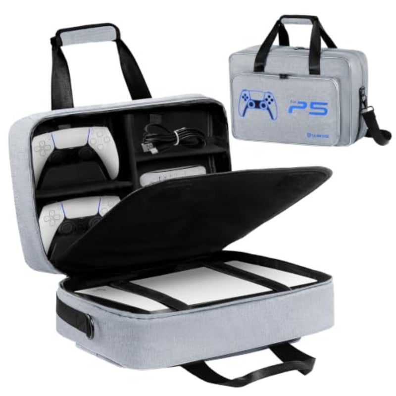 Uuboxs Carrying Case for PS5 PS5 Pro PS5 Slim Upgrade Protective Travel Bag for PS5 Disc and Digital Edition Large Capacity Storage Bag Compatible with PlayStation 5 Controller Console Accessories Durable Nylon with Padded Interior Black - Image 1
