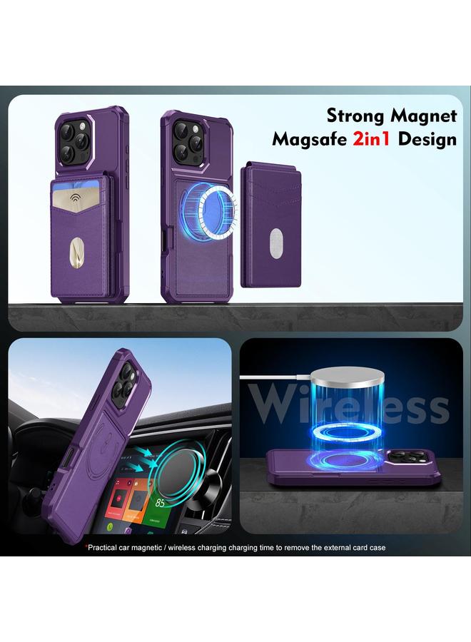 Zaboon Case For iPhone 13 Pro Max 2-in-1 Magnetic Wallet MagSafe Leather Back Phone Case - Image 5