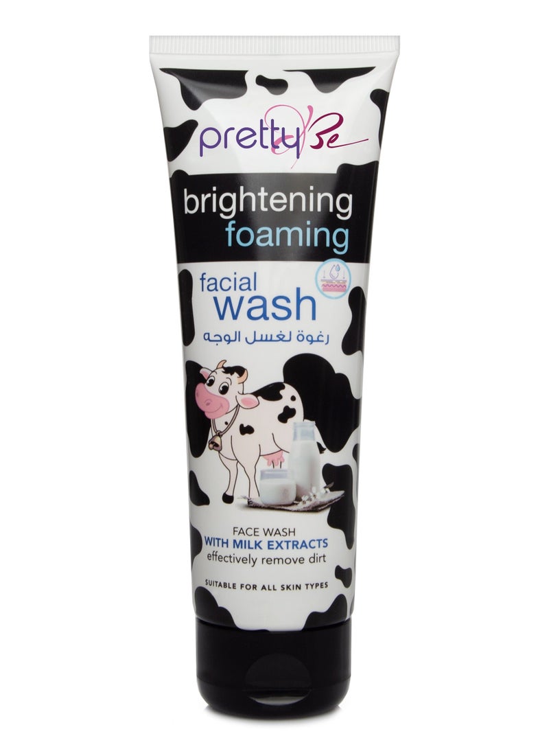 Pretty Be PrettyBe brightening foaming facial wash with milk extracts effectively remove dirt 100ml  - Image 1