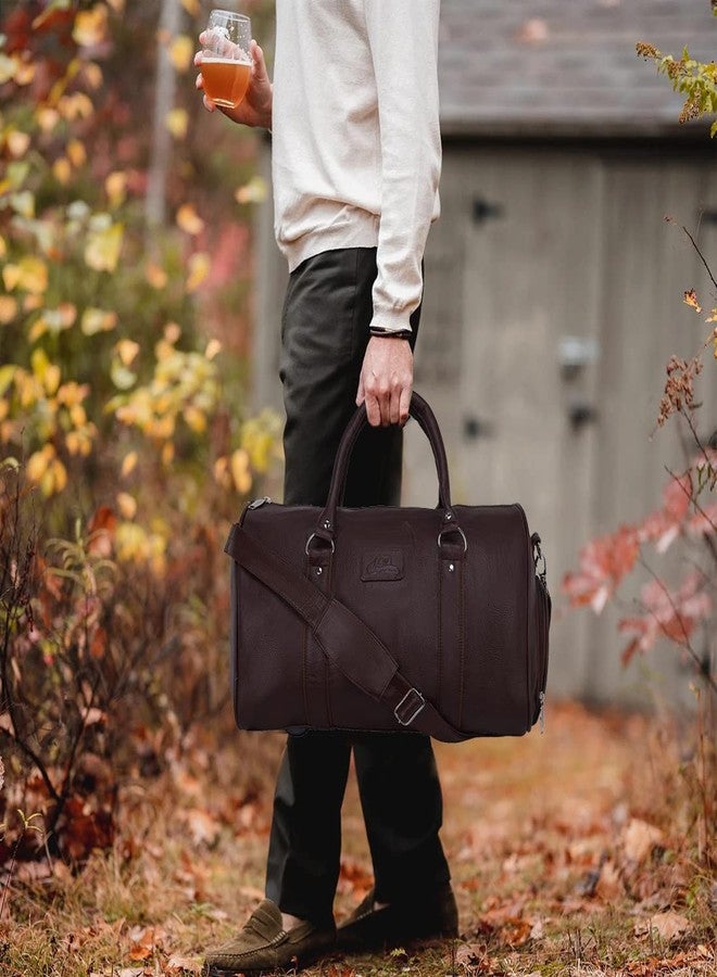 Leather World Duffle Bag for Travel with Shoe Pocket for Men and Women Made of Textured Leatherette with Detachable Shoulder Strap Cabin Bag (Brown) - Image 5
