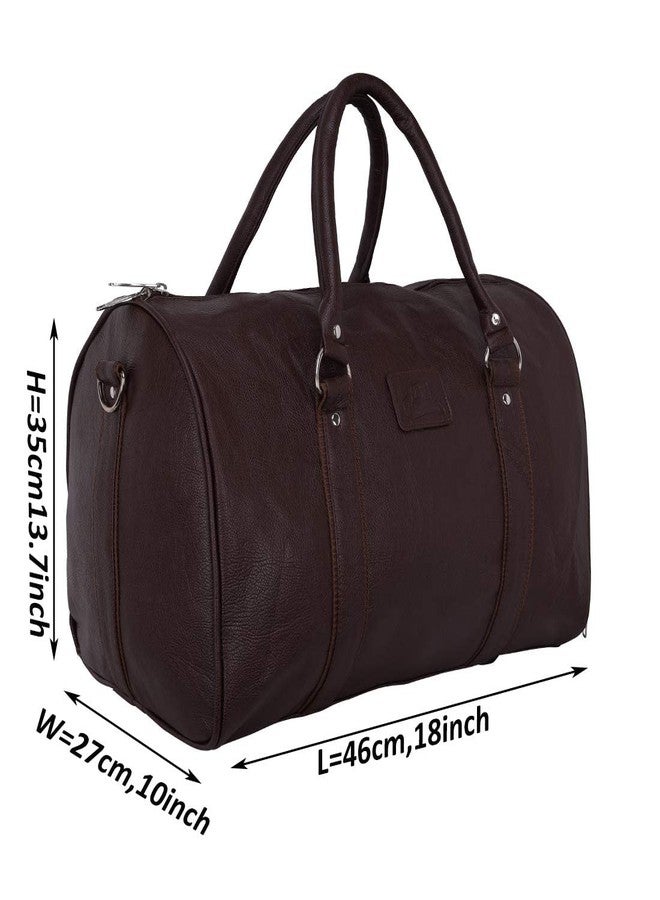 Leather World Duffle Bag for Travel with Shoe Pocket for Men and Women Made of Textured Leatherette with Detachable Shoulder Strap Cabin Bag (Brown) - Image 3