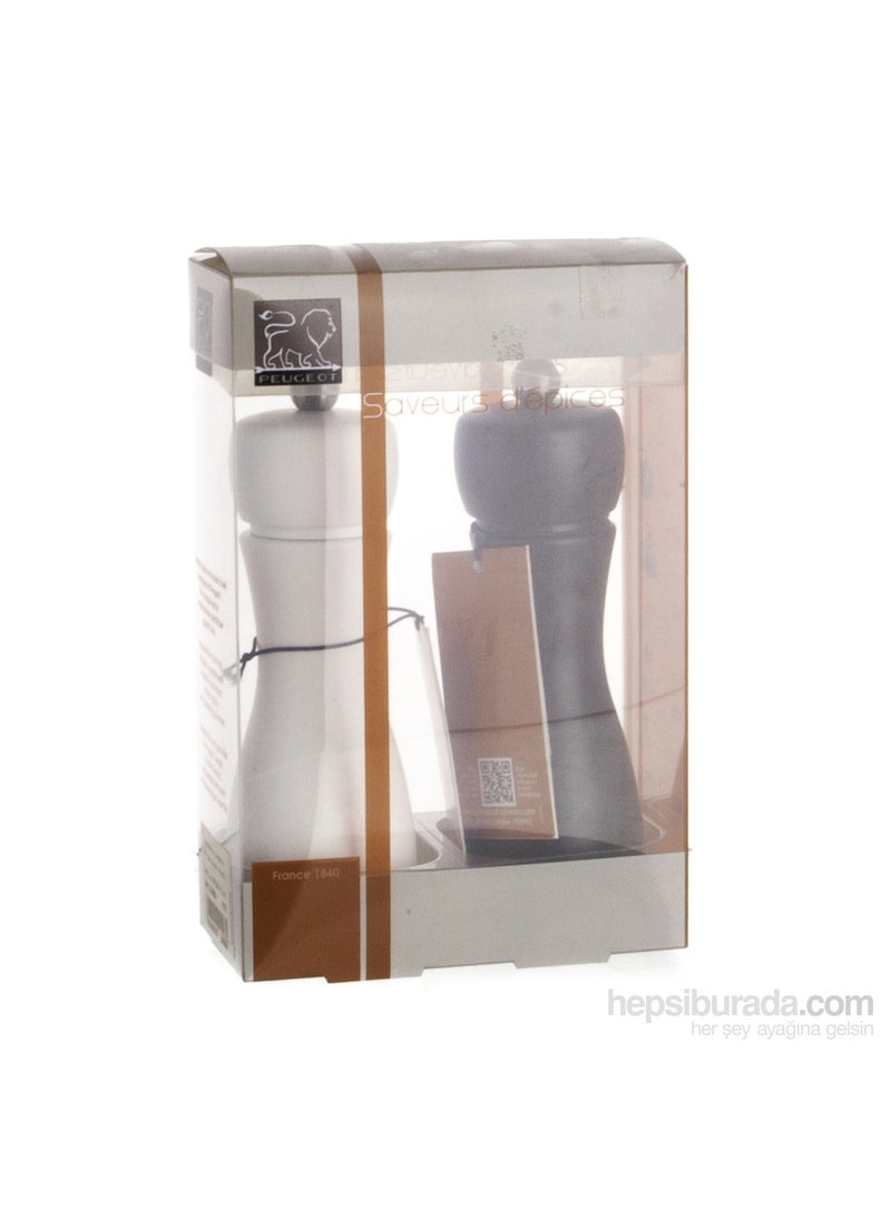 PEUGEOT Tahiti Black Pepper+Salt Mill Set of 2 Black White 15Cm  - Image 2