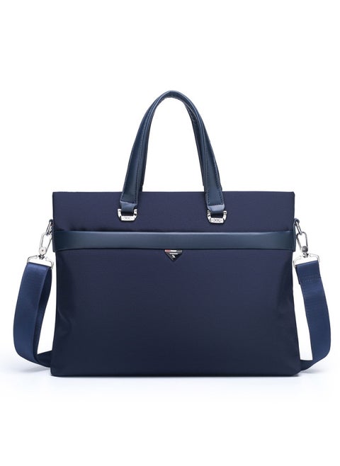OxFord Cloth Men's Briefcase Waterproof Business Bag Crossbody Satchel Handbag Lightweight Pure Color For Business Travel-Color:Blue