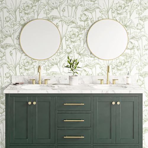 Vinjiasin Peel and Stick Wallpaper Green Floral Contact Paper Boho Modern Lotus Wall Paper for Bedroom Bathroom Living Room Self Adhesive Removable Flower Leaf 17.3"x 78.7" - Image 4