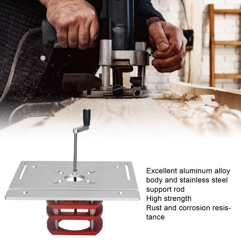 Router Lift Manual Lifting Router Lift System Kit Router Table Saw Insert Base Plate Silver - Image 4