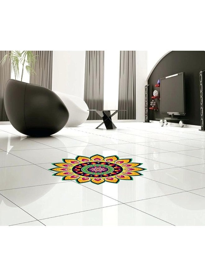 Decor1ders Self Adhesive Rangoli Stickers for Door Entrance Size (40x40) Cm Rangoli Stickers for Pooja | Diwali Decoration Items for Home & Office Decoration | Floral Design 3D Vinyl Rangoli Sticker - Image 3
