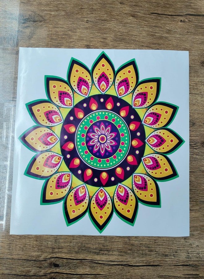 Decor1ders Self Adhesive Rangoli Stickers for Door Entrance Size (40x40) Cm Rangoli Stickers for Pooja | Diwali Decoration Items for Home & Office Decoration | Floral Design 3D Vinyl Rangoli Sticker - Image 4