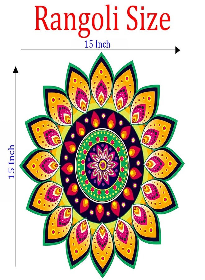 Decor1ders Self Adhesive Rangoli Stickers for Door Entrance Size (40x40) Cm Rangoli Stickers for Pooja | Diwali Decoration Items for Home & Office Decoration | Floral Design 3D Vinyl Rangoli Sticker - Image 1