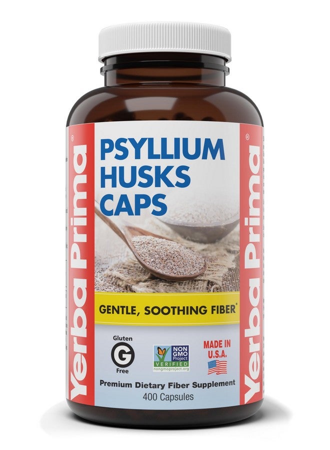 Yerba Prima Psyllium Husks Caps, 625 mg, 400 Capsules - Natural Fiber for Men and Women - Regularity Support Supplement - Image 1