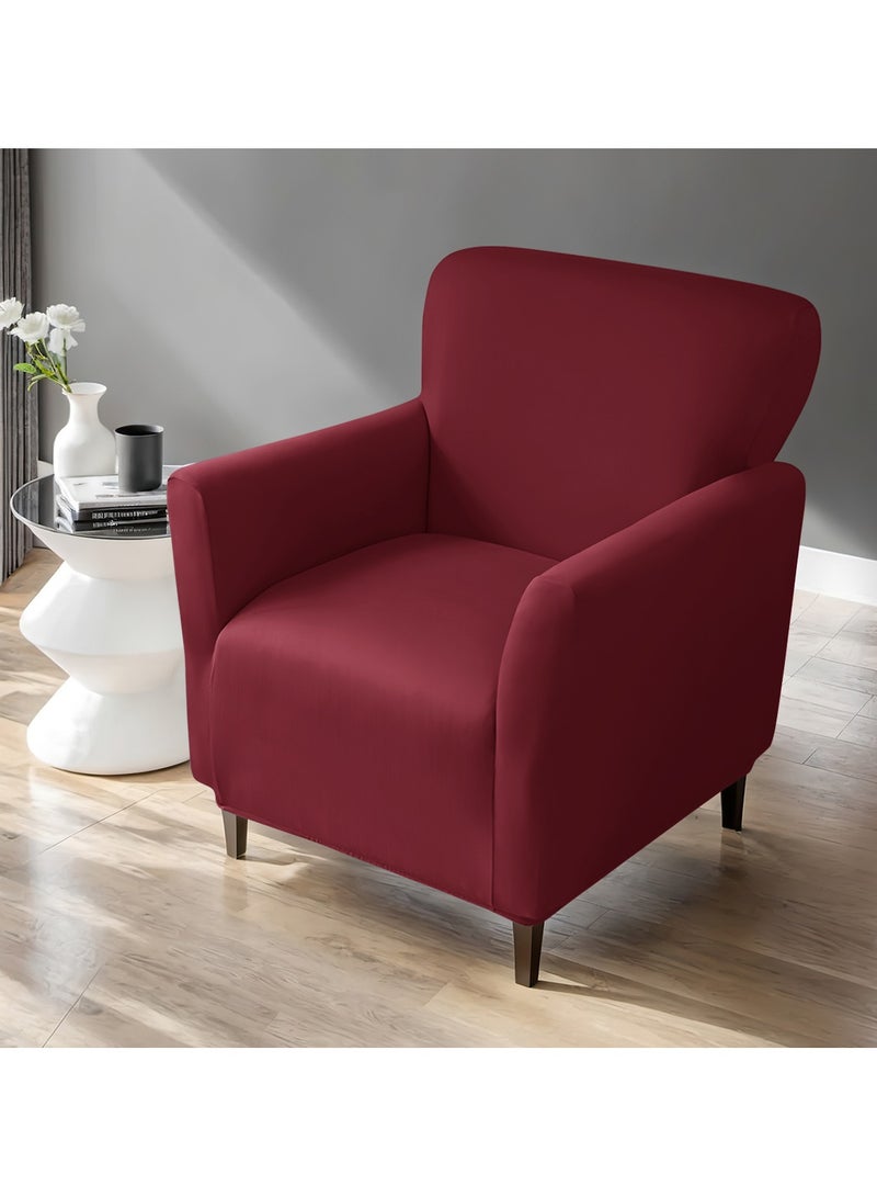 DUNISO Single armchair sofa cover, Banquet Solid Color Armchair Slipcover Waterproof Chair Covers Anti Slip Dog Pet Friendly Furniture Protector,Claret - Image 2