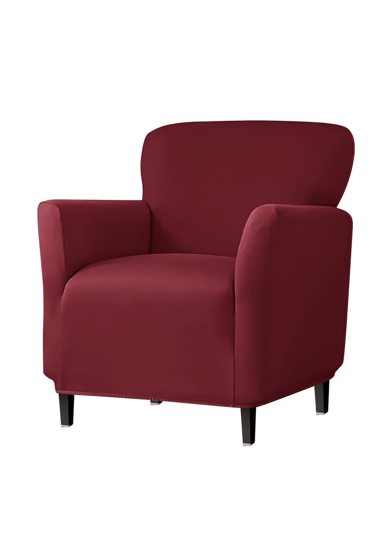 DUNISO Single armchair sofa cover, Banquet Solid Color Armchair Slipcover Waterproof Chair Covers Anti Slip Dog Pet Friendly Furniture Protector,Claret - Image 4