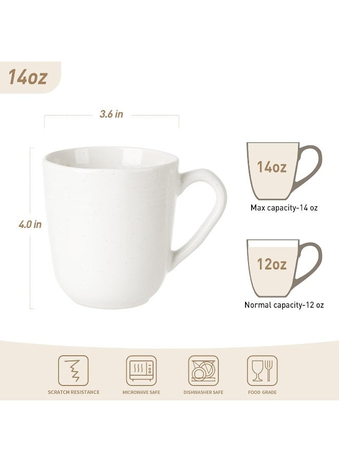 Famiware Twilight 4 Piece Set Ceramic Coffee Mugs, 14oz, Set for Tea, Coffee, Milk, Microwave & Dishwasher Safe, White - Image 4