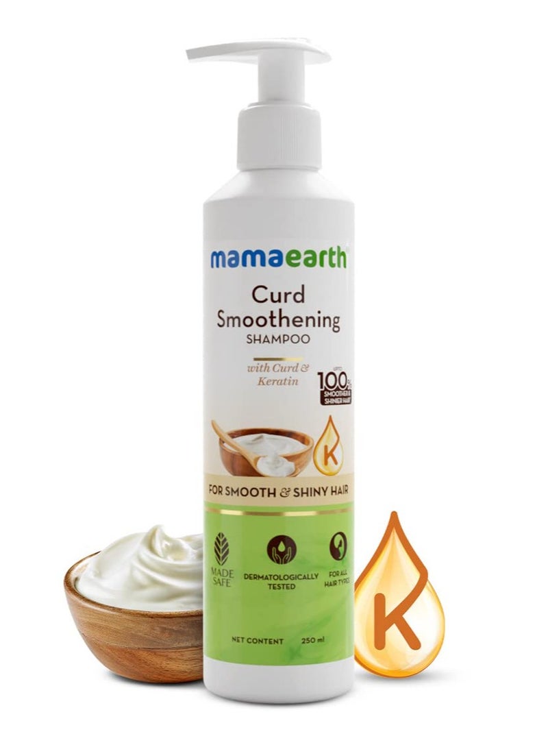 Mama Earth Curd Smoothening Shampoo For Women and Men; with Curd & Keratin for Smooth & Shiny Hair- 250 ml; Nourishes Dry Hair and Controls Frizz - Image 2
