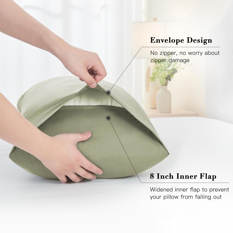 DOWNSTORIA Body Pillow Cover, Ultra Soft Microfiber Long Pillowcase, Envelope Closure Large Pillow Cases 20x54 inch (Sage Green) - Image 4