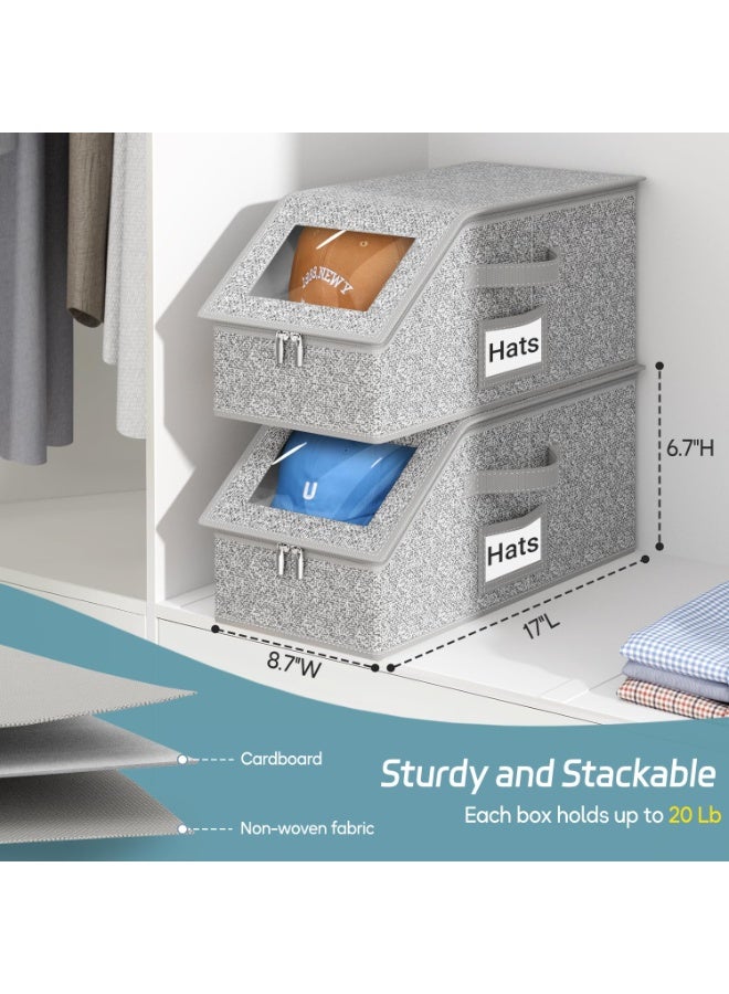 كيلا قطعتان من رفوف تخزين القبعات القابلة للتكديس لقبعات البيسبول، ورفوف ملابس دوارة صغيرة لتعليق الملابس، وحزمتان من العناصر - Image 3