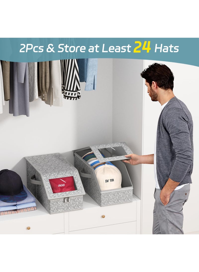 كيلا قطعتان من رفوف تخزين القبعات القابلة للتكديس لقبعات البيسبول، ورفوف ملابس دوارة صغيرة لتعليق الملابس، وحزمتان من العناصر - Image 2