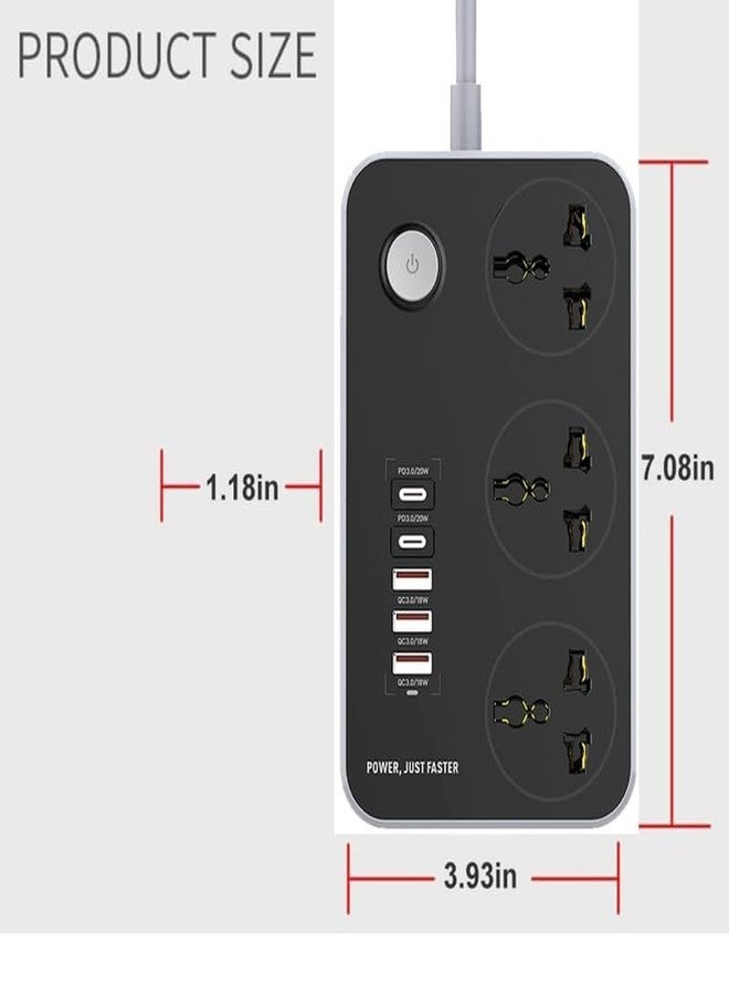Drumstone 𝟭𝟱 𝗬𝗲𝗮𝗿𝘀 𝗪𝗮𝗿𝗿𝗮𝗻𝘁𝘆 Power Strip with USB Ports & Smart Charging | 9-in-1 Surge Protector with USB-C, QC 3.0, PD Fast Charge | Multi-Plug Extension for Laptop, Mobile & Tablet. - Image 2