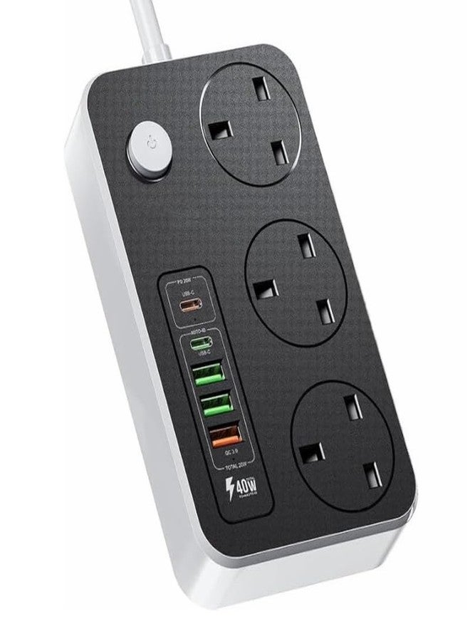 Drumstone 𝟭𝟱 𝗬𝗲𝗮𝗿𝘀 𝗪𝗮𝗿𝗿𝗮𝗻𝘁𝘆 Power Strip with USB Ports & Smart Charging | 9-in-1 Surge Protector with USB-C, QC 3.0, PD Fast Charge | Multi-Plug Extension for Laptop, Mobile & Tablet. - Image 1