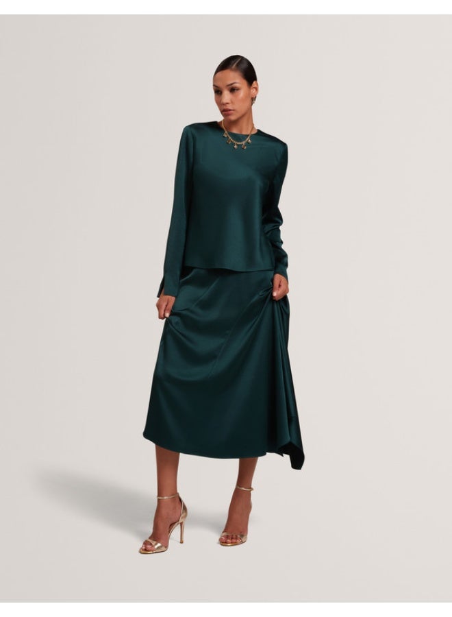 Ted Baker Satin Midi Skirt with Asymmetric Hem - Image 3