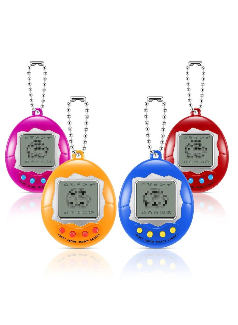 Excefore Virtual Electronic Digital Pet Keychain, Game Digital Game Keychain Nostalgic Virtual Digital Pet Retro Handheld Electronic Game Machine with Keychain for Boys Girls, 4 Pieces - Image 1