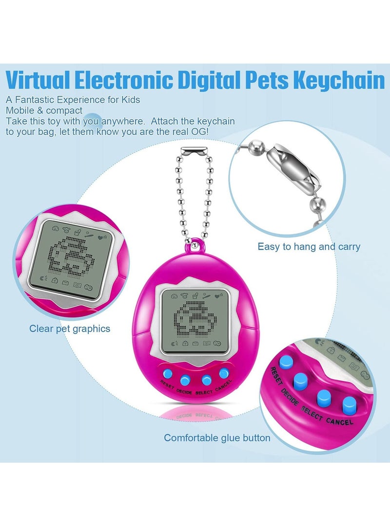 Excefore Virtual Electronic Digital Pet Keychain, Game Digital Game Keychain Nostalgic Virtual Digital Pet Retro Handheld Electronic Game Machine with Keychain for Boys Girls, 4 Pieces - Image 4