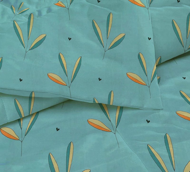 VAS COLLECTIONS Microfiber 220 GSM Glace Cotton AC Comforter (90x100 inch) Set King Size Double Bed with Fitted Bedsheet (72x78 inch) and 2 Pillow Covers | 4 Piece Bedding Set - Mint Green - Image 5