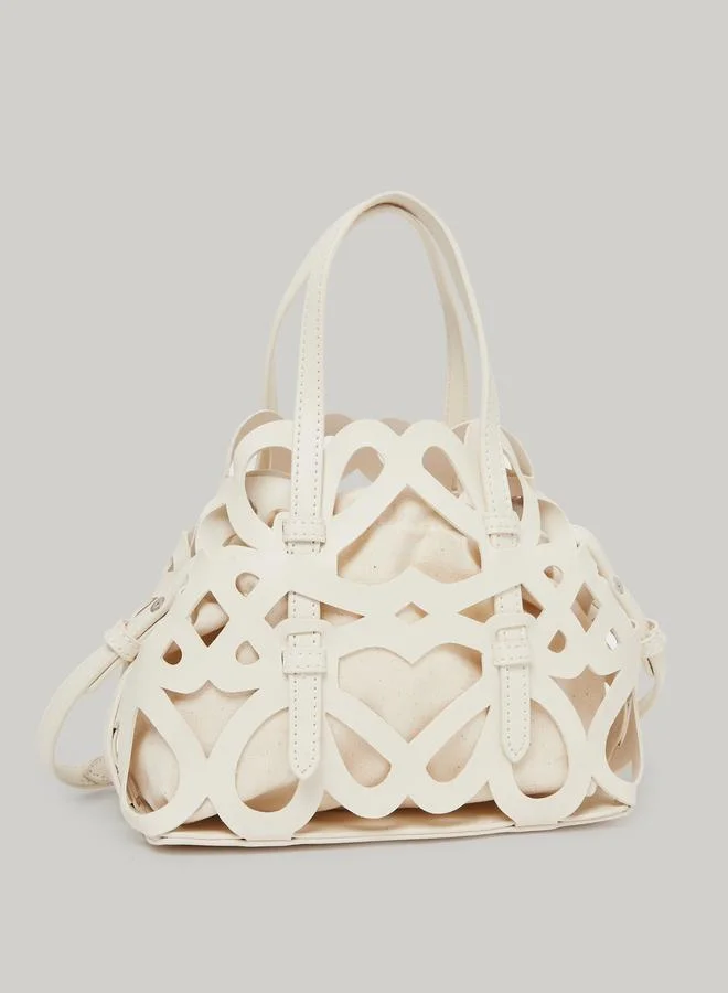 White Cutout Detail Handbag