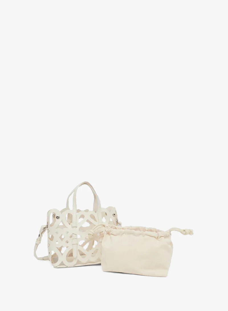 ستايلي White Cutout Detail Handbag