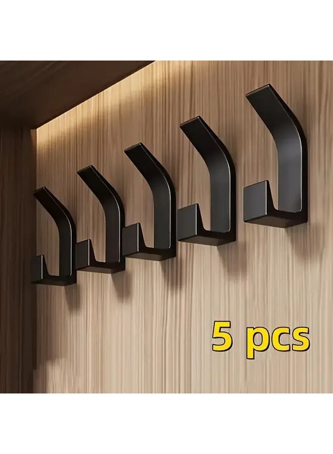 White Wall Hook Set 5pcs Easy Install Adhesive Towel Coat Hooks For Bathroom - Image 2